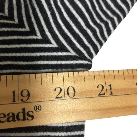 Halloween LS Tee Shirt Black and White Stripes Embroidered Flying Witch, Large - Picture 6 of 8